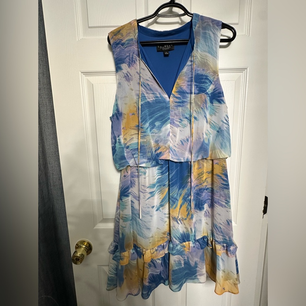 Laundry By Shelli Segal Blue and Yellow Dress